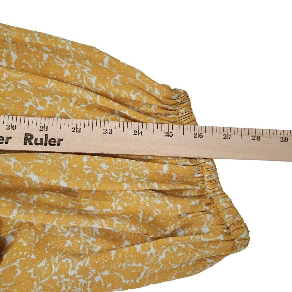 Free People Intimately Bodysuit Top‎ Large Yellow All Tucks Blousy Puff Sleeve - Picture 13 of 13